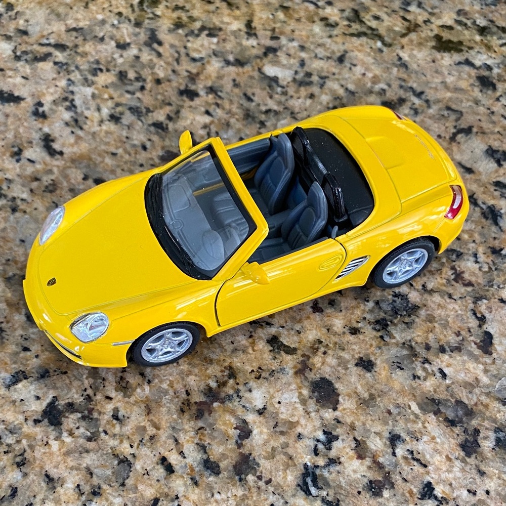 Sporty Yellow Convertible Porsche Boxster S Toy Car